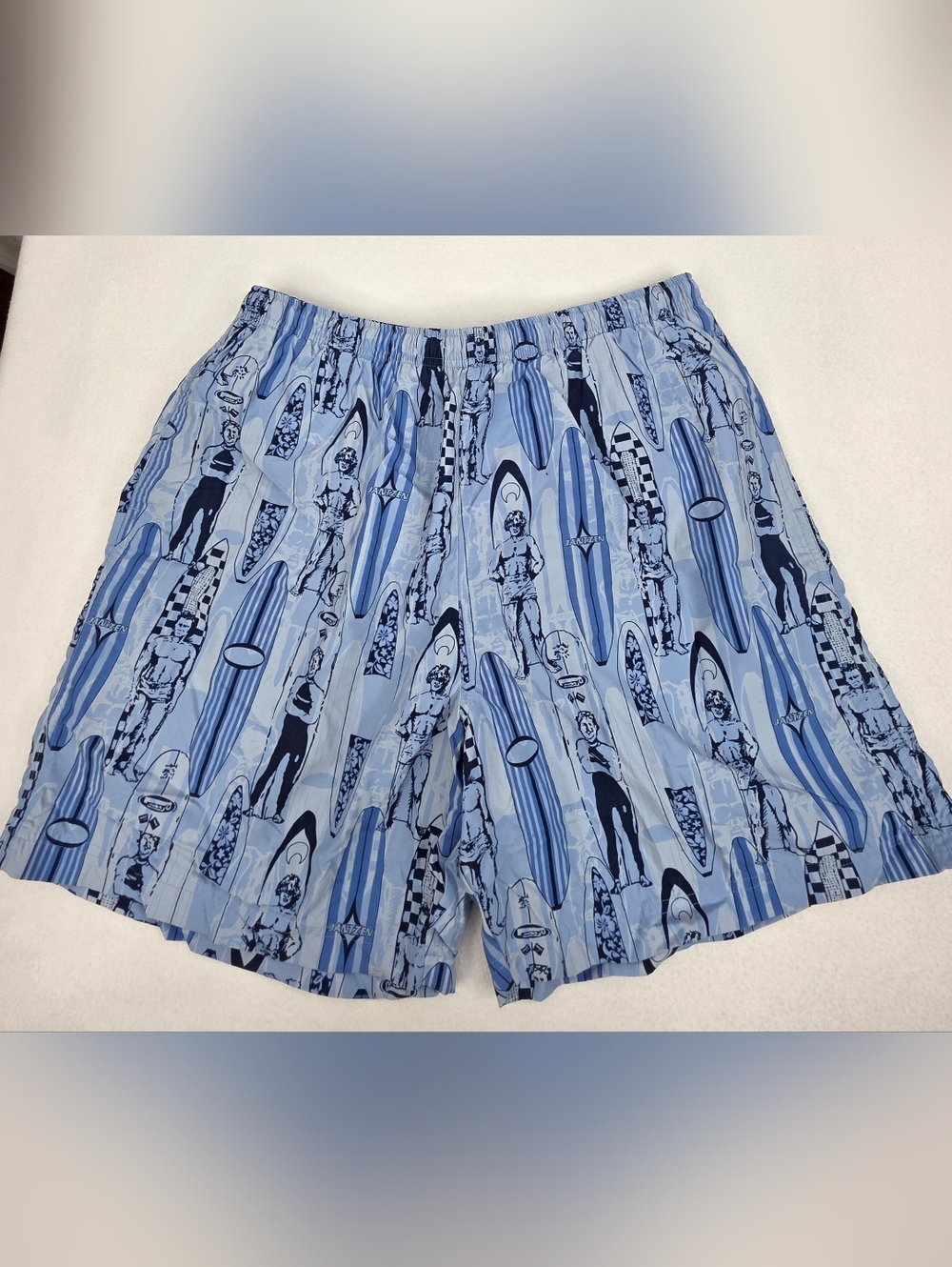 Jantzen Men's Blue Surfboard Print Elastic Waist Swim Trunks Size Large Ai-3482